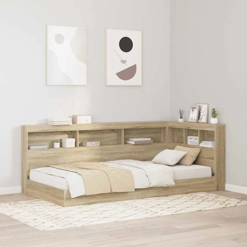vidaXL Κρεβάτι Βιβλιοθήκης Sonoma Δρυς 100 x 200 cm Επεξεργασμένο ξύλο