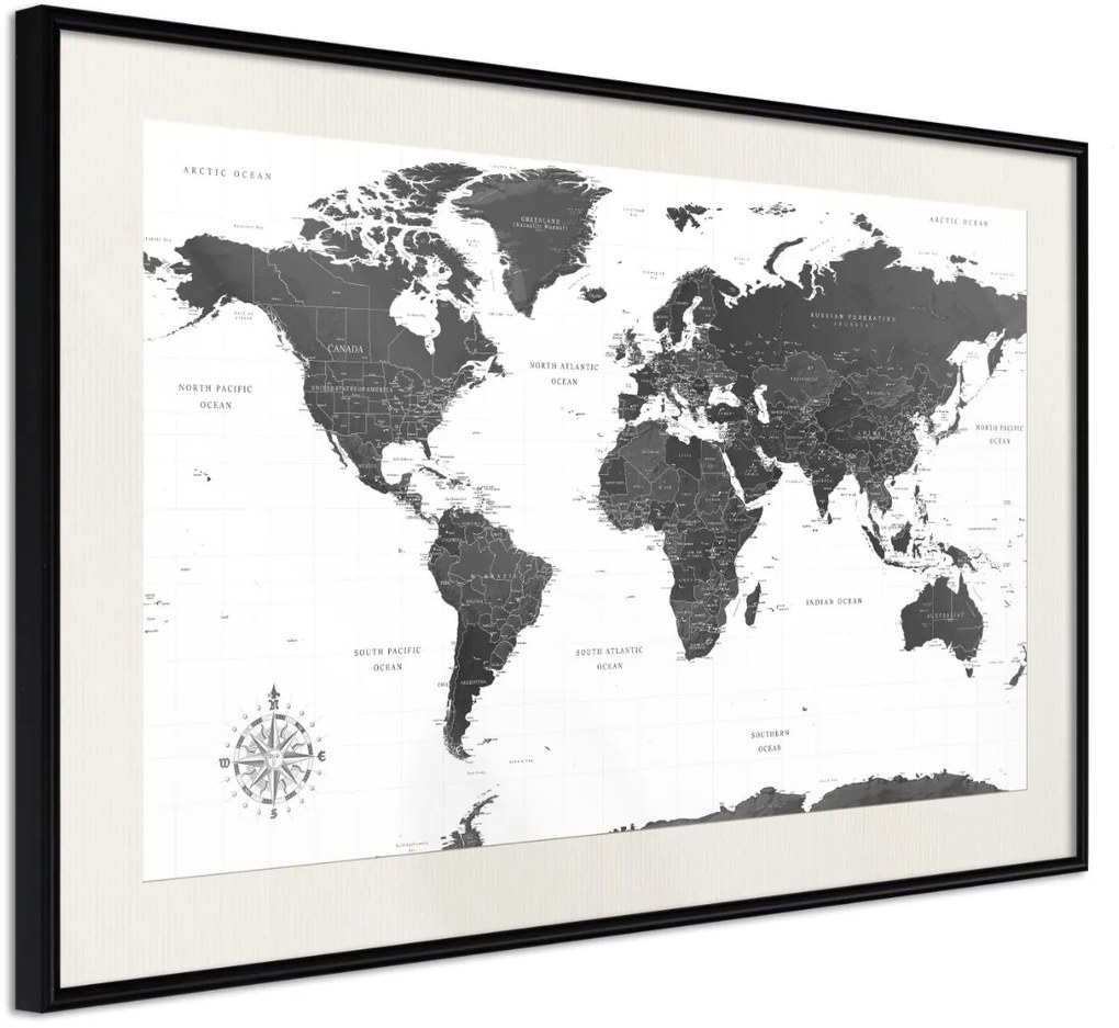 Αφίσα - The World in Black and White - 30x20 - Μαύρο - Με πασπαρτού