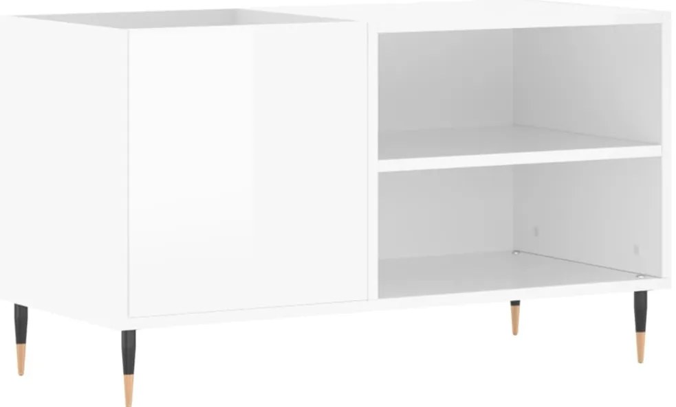 vidaXL Δισκοθήκη Γυαλ. Λευκή 85 x 38 x 48 εκ. από Επεξεργασμένο Ξύλο