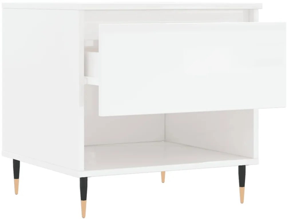 vidaXL Τραπεζάκια Σαλονιού 2 τεμ. Γυαλ. Λευκό 50x46x50 εκ. Επεξ. Ξύλο