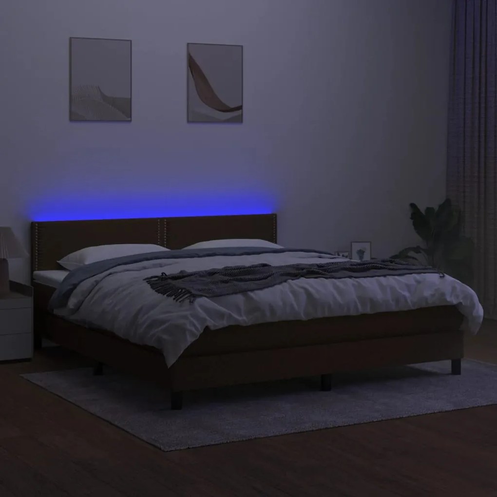 ΚΡΕΒΑΤΙ BOXSPRING ΜΕ ΣΤΡΩΜΑ &amp; LED ΣΚ.ΚΑΦΕ 180X200ΕΚ. ΥΦΑΣΜΑΤΙΝΟ 3133096