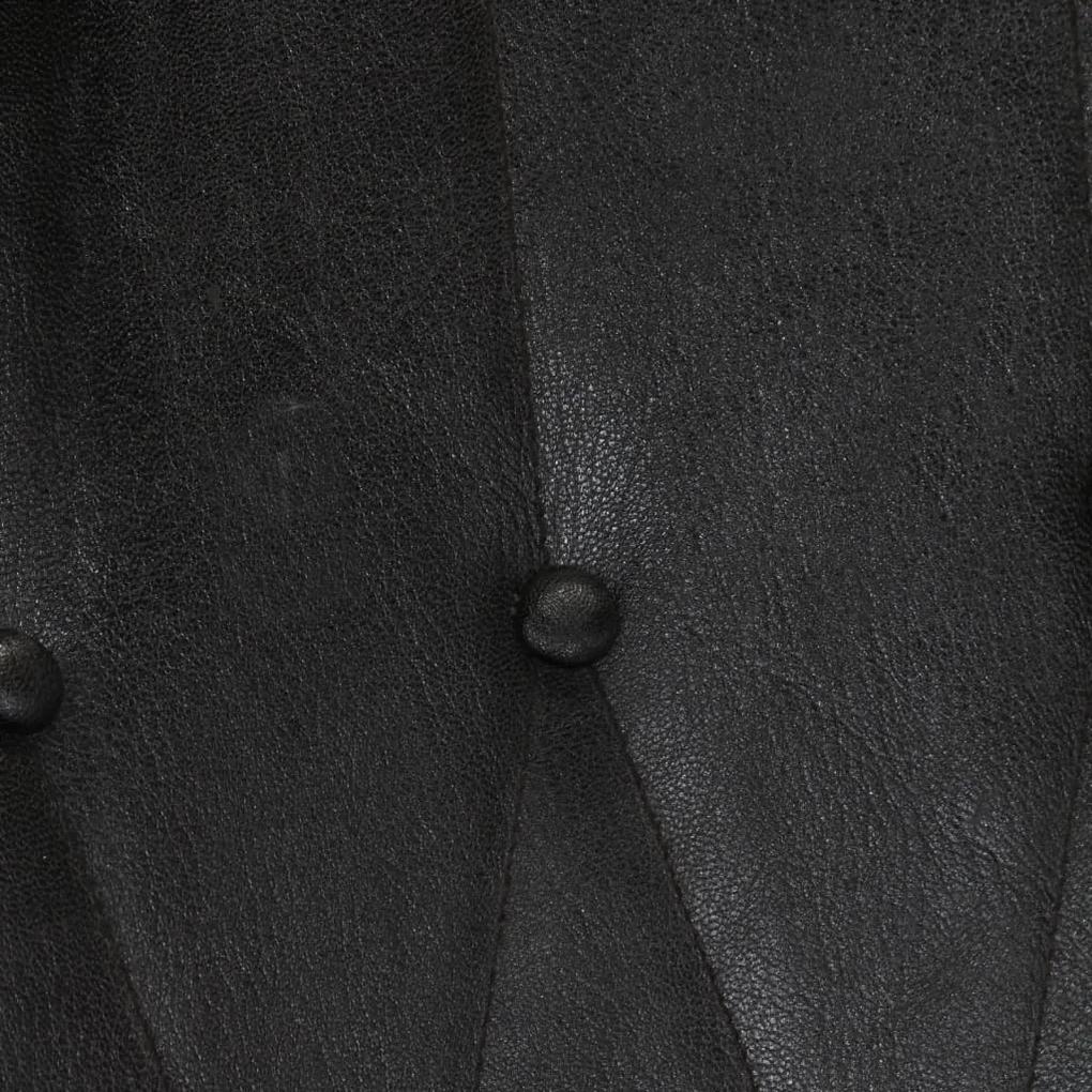 vidaXL Πολυθρόνα Κουνιστή Μαύρη από Γνήσιο Δέρμα με Υποπόδιο