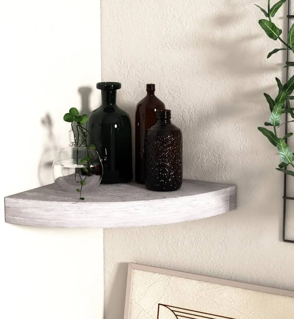 Ράφι Τοίχου Γωνιακό Δρυς/Λευκό 25 x 25 x 3,8 εκ από MDF