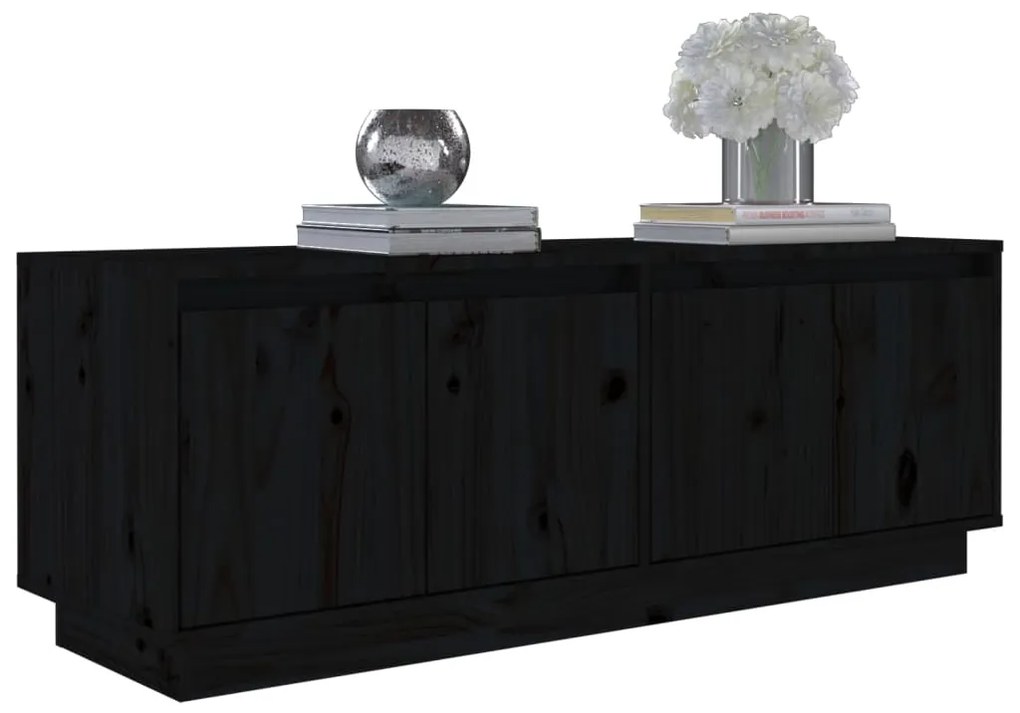 vidaXL Έπιπλο Τηλεόρασης Μαύρο 110x34x40 εκ. από Μασίφ Ξύλο Πεύκου