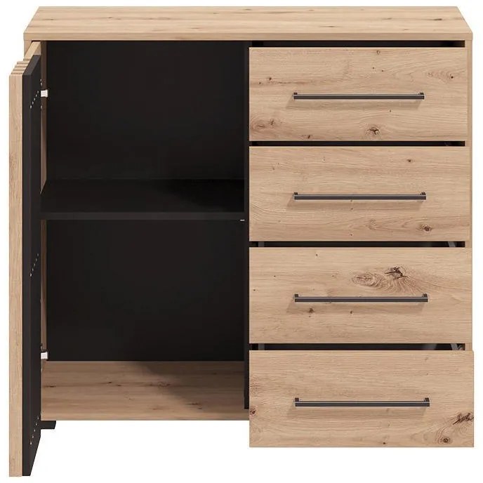 Κομότα Ascalon 90 2K4F Artisan Oak - Μαύρο 93x40x82 εκ. 93x40x82 εκ.