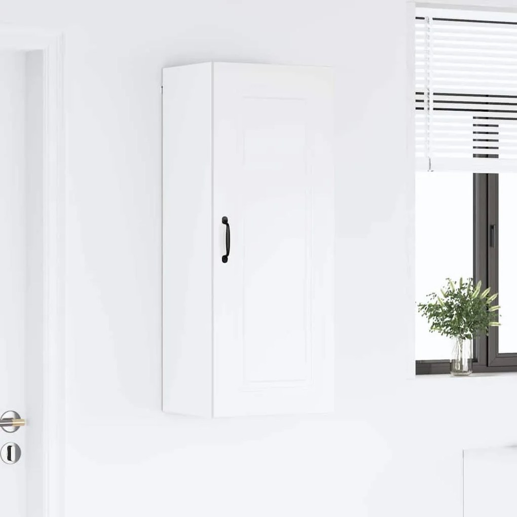 vidaXL Κρεμαστό ντουλάπι κουζίνας με ράφι Υψηλής γυαλάδας λευκό