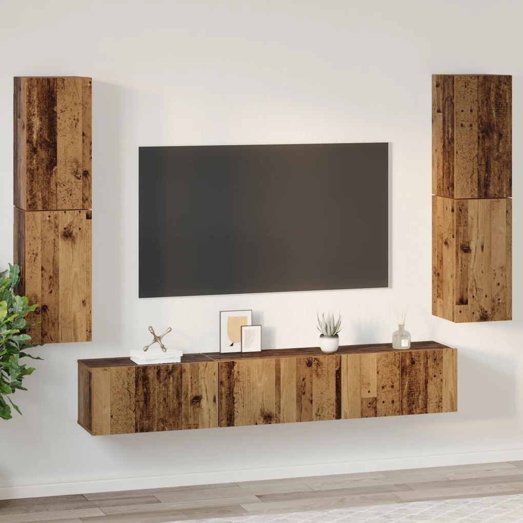 vidaXL Σετ επίπλου τηλεόρασης 7 pcs Παλιό ξύλο 80 x 30 x 30.5 εκ