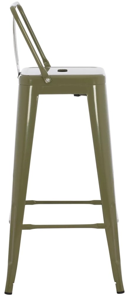 Σκαμπό μπάρ MELITA C8643.03 με Πλάτη Μεταλλικό Dark Olive Green 43x43x100Yεκ. 43x43x100 εκ.