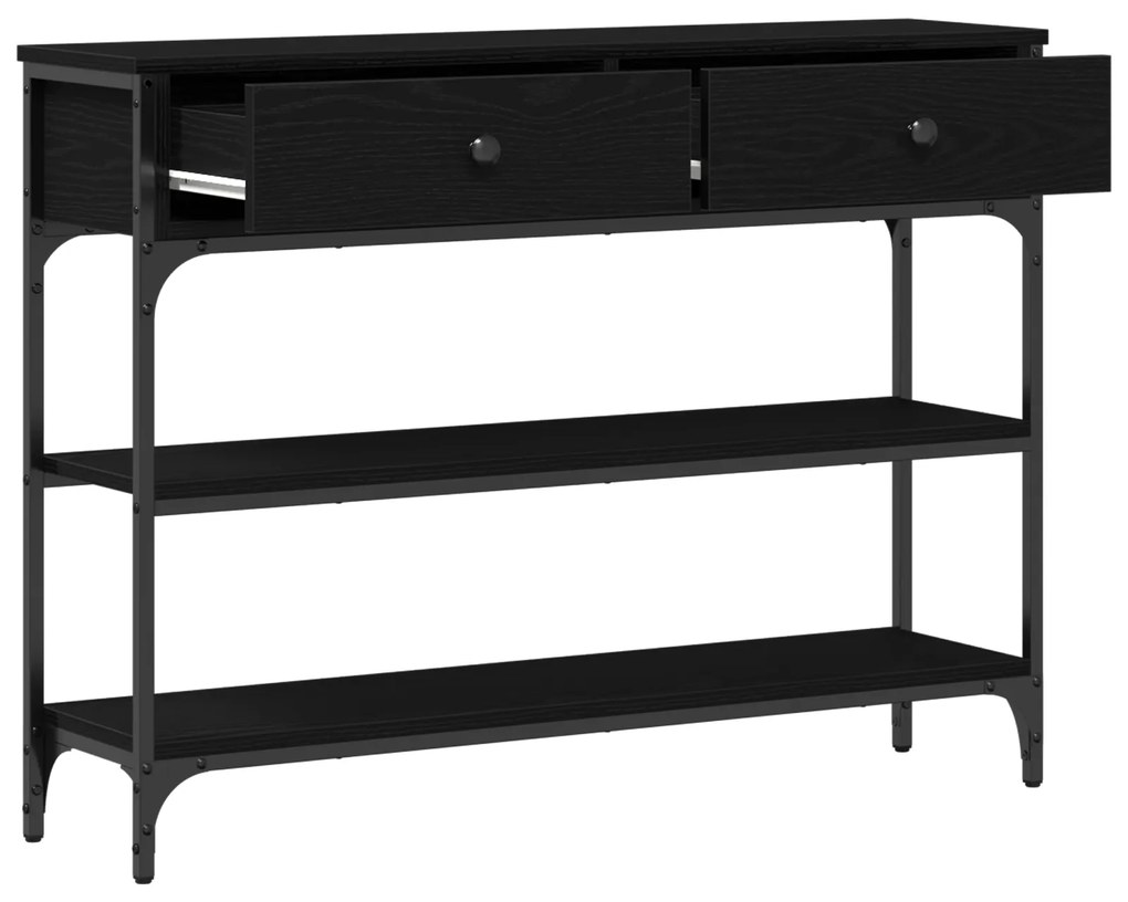 vidaXL Κονσόλα Μαύρο Δρυς 100x25x75 εκ Κατασκευασμένο ξύλο & Χάλυβας