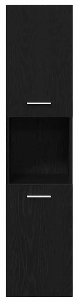 vidaXL Σετ Επίπλων Μπάνιου με πόρτα 3 pcs Μαύρη Οξυά 60 x 38.5 x 46 cm