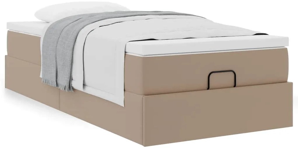 vidaXL Οθωμανικό κρεβάτι με στρώμα Cappucino 90x200cm Faux Leather