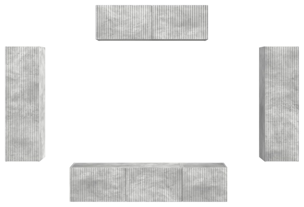 vidaXL Ντουλάπι TV 3 pcs Σκυρόδεμα Γκρι