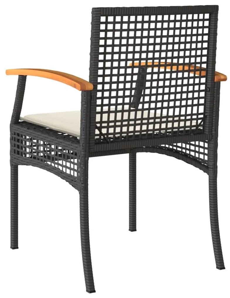 Καρέκλες Κήπου 2 τεμ. Μαύρες Συνθ. Ρατάν/Ξύλο Ακακίας+Μαξιλάρια - Μαύρο