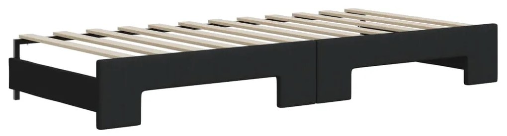 vidaXL Καναπές Κρεβάτι Συρόμενος Μαύρος 90x200 εκ. Ύφασμα &amp; Συρτάρια