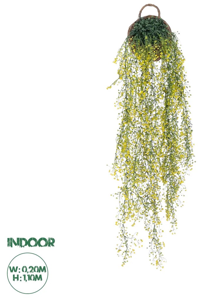 GloboStar® Artificial Garden GOLDEN BELL WILLOW 4 HANGING PLANT 20632 Κρεμαστό Τεχνητό Διακοσμητικό Φυτό Ιτίας  Y110cm