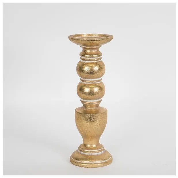 Κηροπήγιο Πολυρεζίν Χρυσό 10.5x10.5x30.2cm 752-26012 Estheti-752-26012-Χρυσό 752-26012