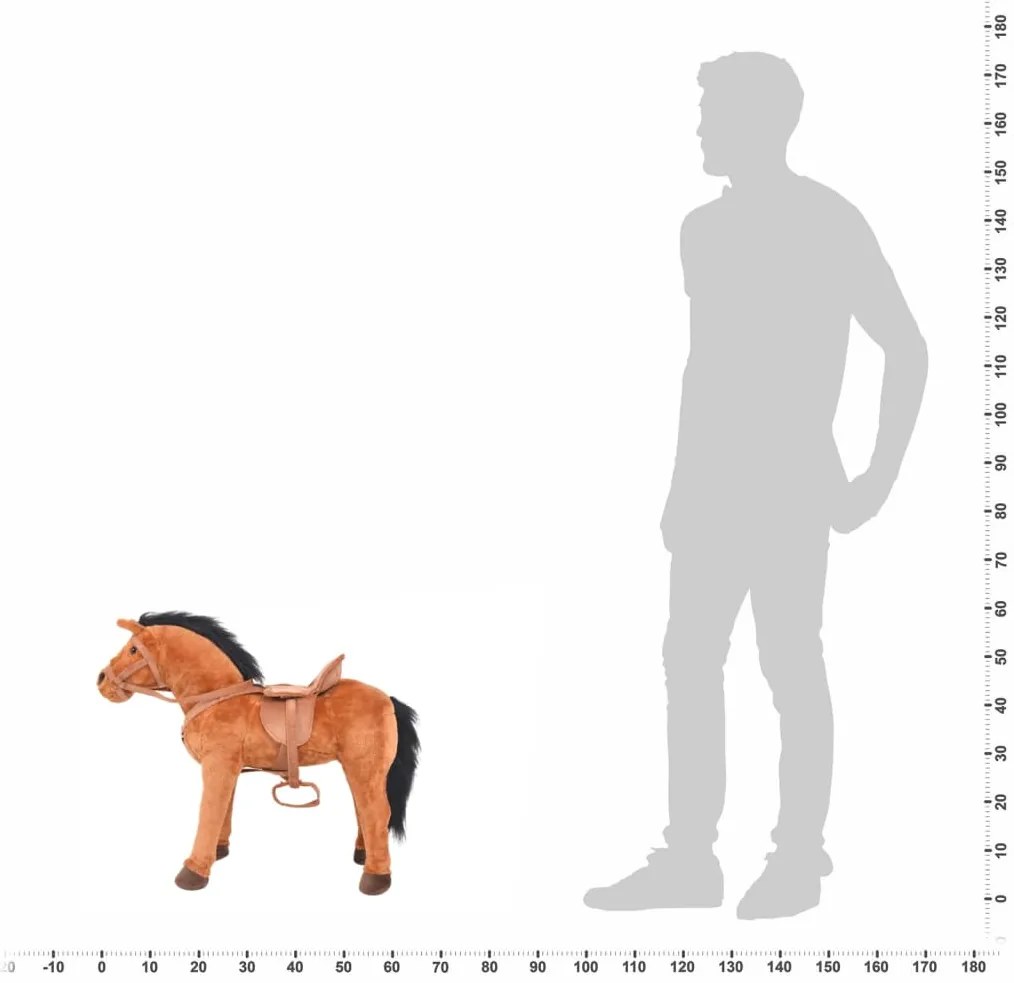 vidaXL Παιχνίδι Άλογο σε Όρθια Στάση Καφέ Λούτρινο