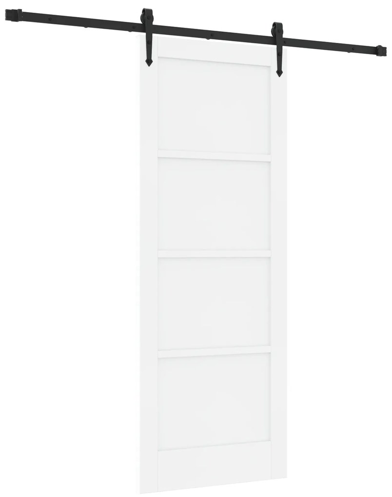 vidaXL Ολίσθητη Πόρτα με Σετ Αξεσουάρ Λευκή 78x202 εκ. Στερεό Ξύλο Πεύκου