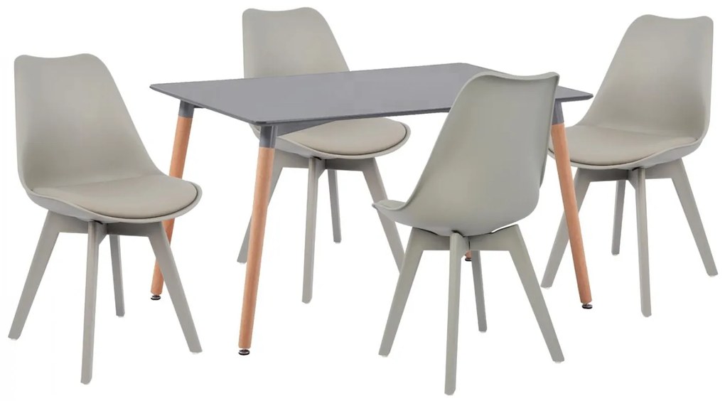 Σετ τραπεζαρίας C11329.10 5τμχ με Τραπέζι MINIMAL 120x80x73εκ. & Καρέκλες PP Γκρί