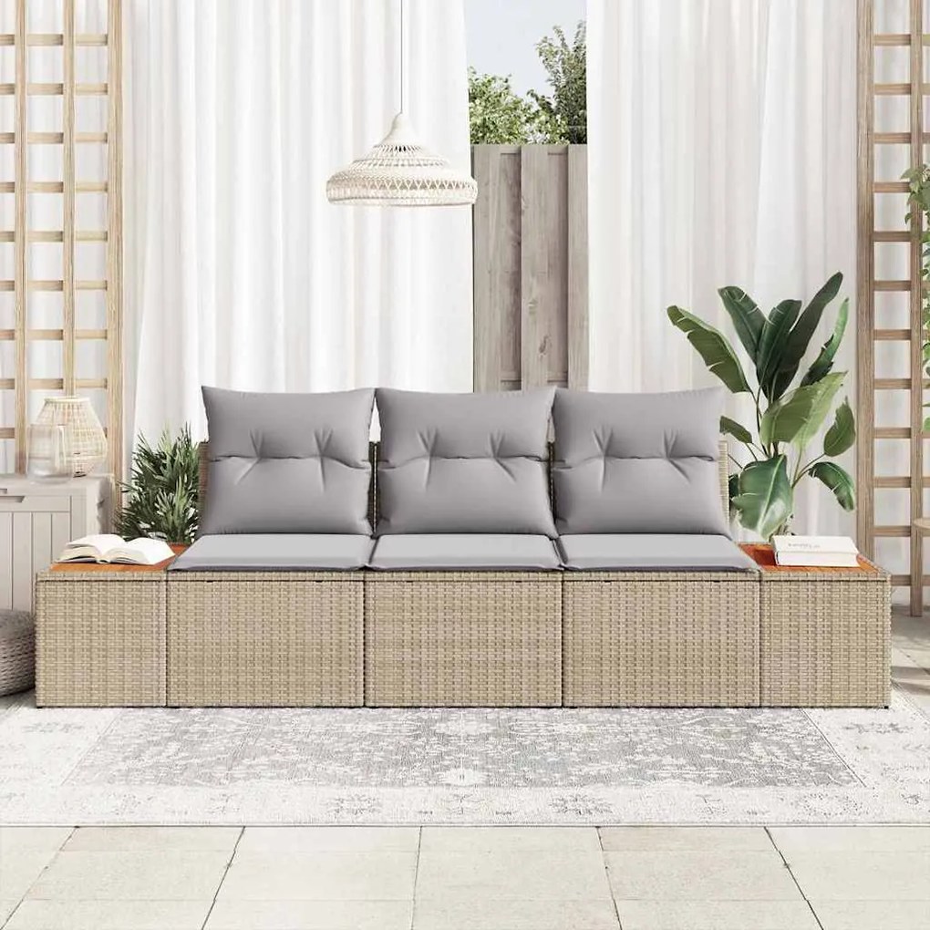 vidaXL Σετ Καναπέ Κήπου 3 pcs μπεζ και ανοιχτό γκρι 239 x 62 x 85 εκ