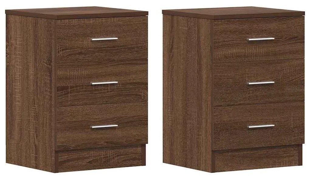 vidaXL Κομοδίνα 2 τεμ. Καφέ Δρυς από 38x35x56 Επεξεργασμένο Ξύλο
