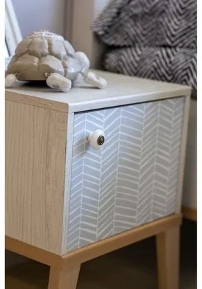 Epiplo World  Alika Κομοδίνο Με 1 Πόρτα Μοριοσανίδα 36x38x47εκ. Whitewashed Chestnut/Grey &amp; Coral print BEST-512469004