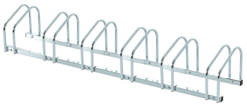 HOMCOM Στάντ Ποδηλάτων για 6 Ποδήλατα Ανθεκτικό στις Καιρικές Συνθήκες Στήριξη Τοίχου ή Δαπέδου Ατσάλι 179 x 33 x 27cm