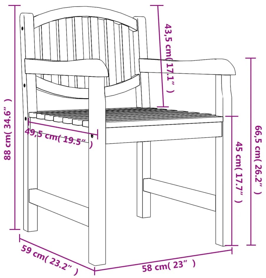 Καρέκλες Κήπου 8 τεμ. 58 x 59 x 88 εκ. από Μασίφ Ξύλο Teak - Καφέ