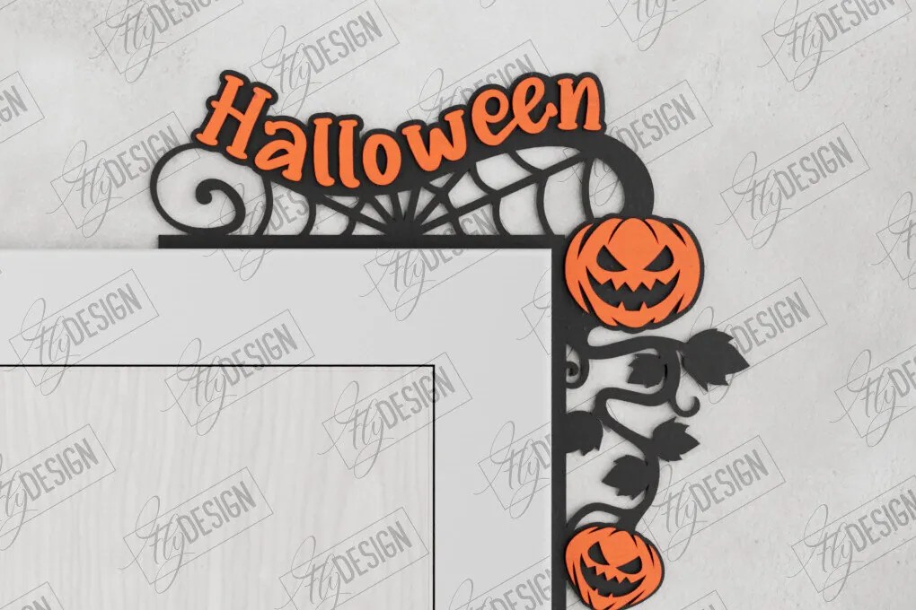 Σετ των 2 Intra απο ξύλο plywood  Χρώμα wenge 3mm-4mm πάχος - Halloween Door Corners | Διακόσμηση βεράντας Δίασταση 15x15 cm INTRAFABR-24593551