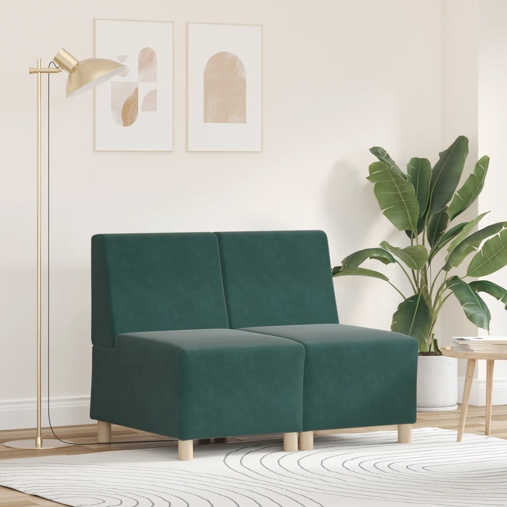 vidaXL Καναπέδες 2 pcs Σκούρο πράσινο 55 x 74 x 82 εκ. Βελούδο