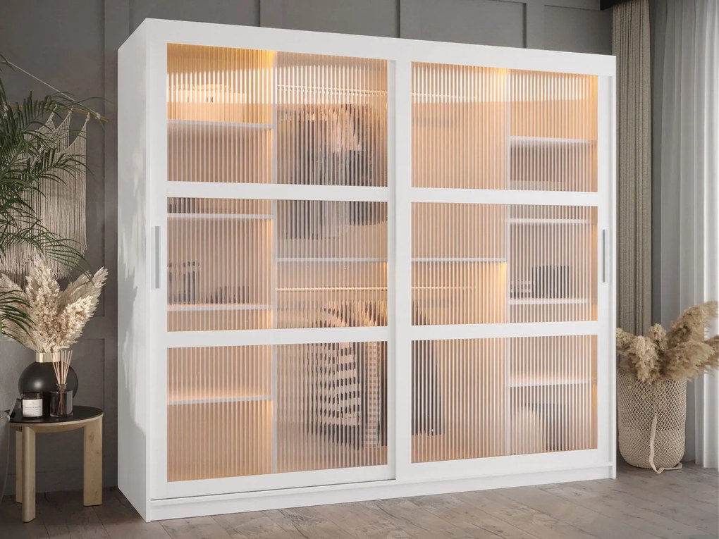 Ντουλάπα Flutes 200 Συρόμενη-Λευκό