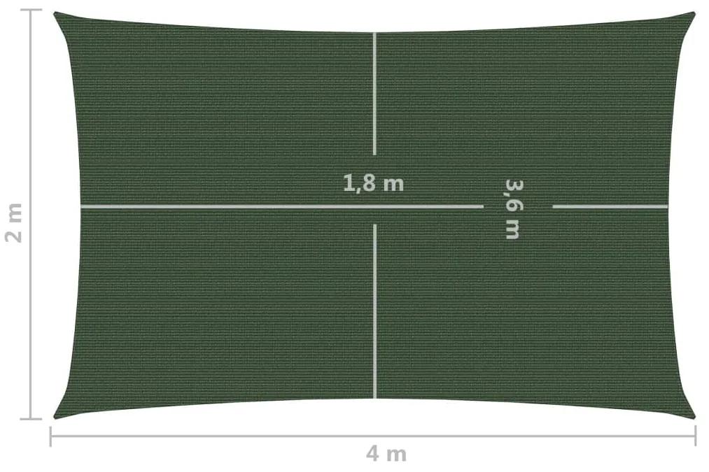 vidaXL Πανί Σκίασης Σκούρο Πράσινο 2 x 4 μ. από HDPE 160 γρ./μ²