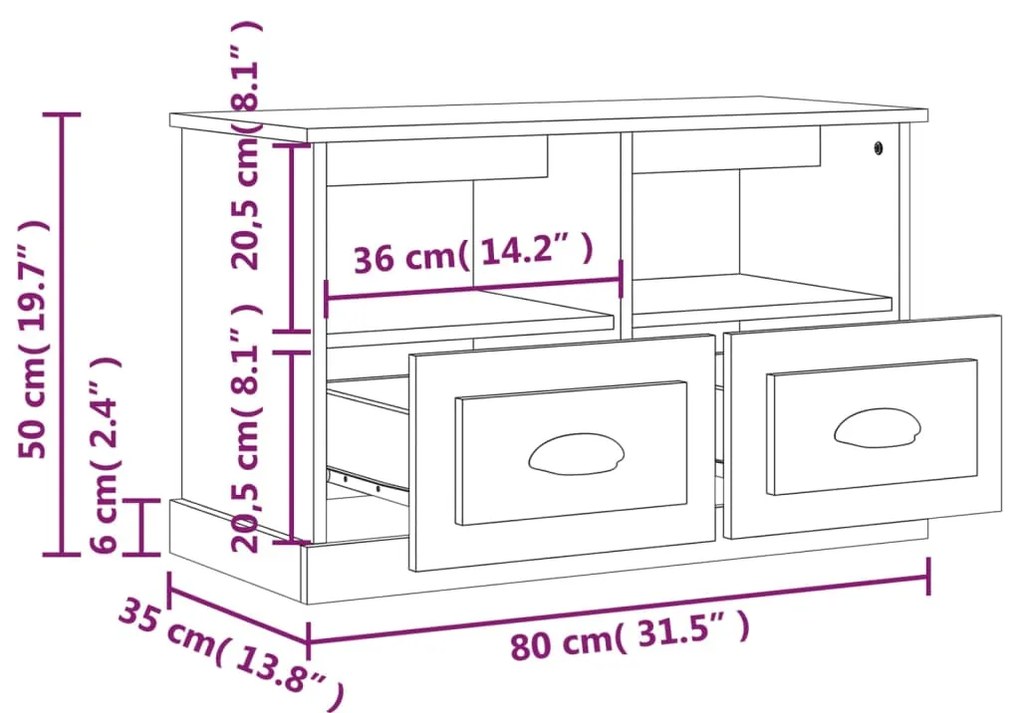 Έπιπλο Τηλεόρασης Γκρι Σκυρ. 80x35x50 εκ. Επεξ. Ξύλο - Γκρι