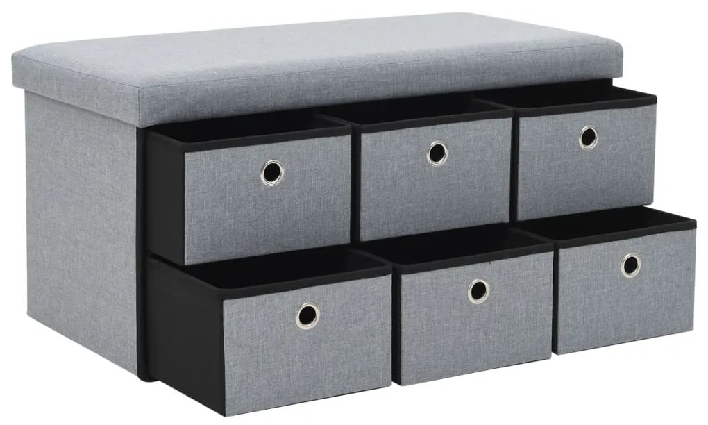 vidaXL Πάγκος Αποθήκευσης Ανοιχτό Γκρι 76x38x38 εκ. Συνθετικό Λινό