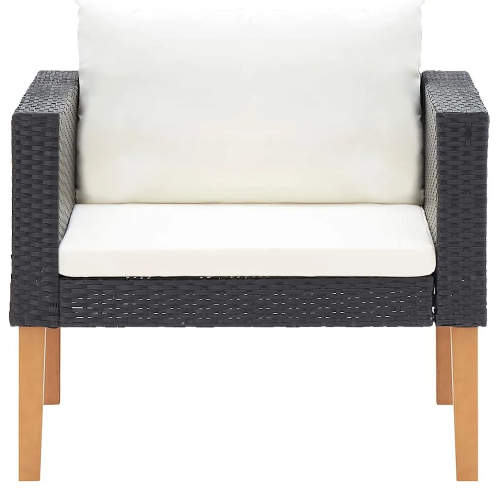 vidaXL Πολυθρόνα Κήπου Μαύρη από Συνθετικό Ρατάν με Μαξιλάρια