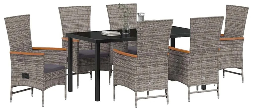 vidaXL Σέτ φαγητού για κήπο 7 pcs Γκρι Χάλυβας με επίστρωση πούδρας