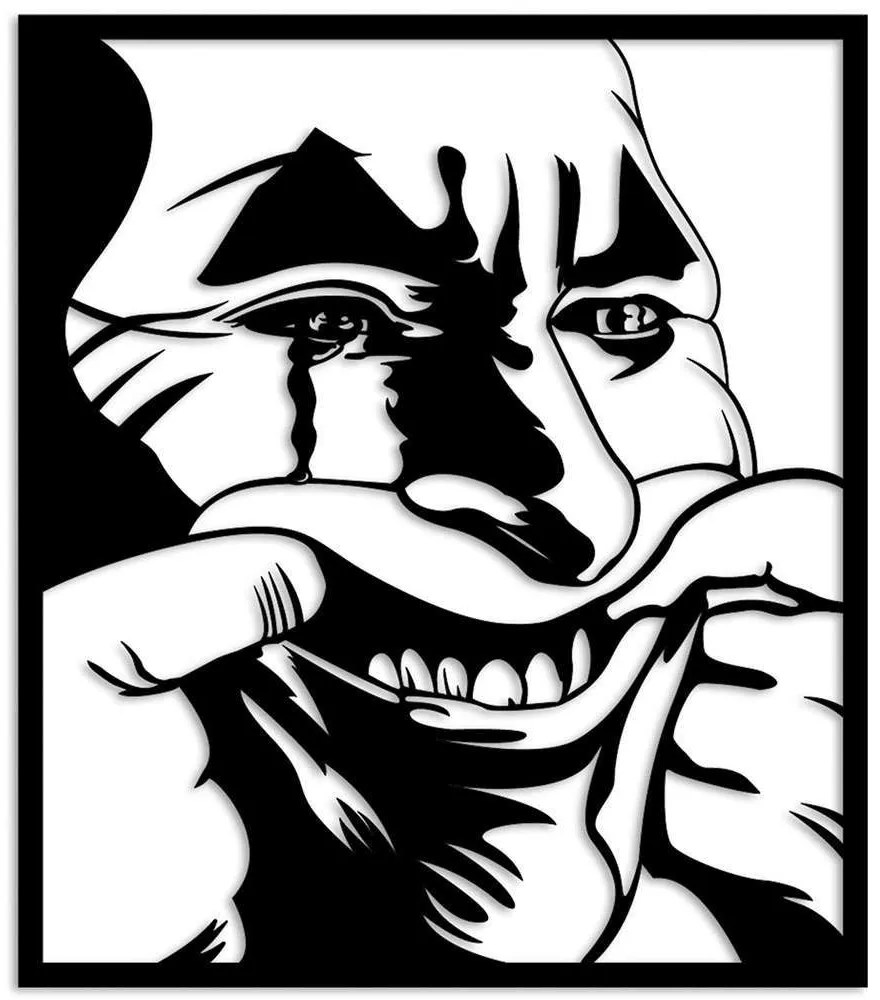 Διακοσμητικό Τοίχου Pun On A Happy Face 891TNL3756 56x48cm Black Wallity Μέταλλο