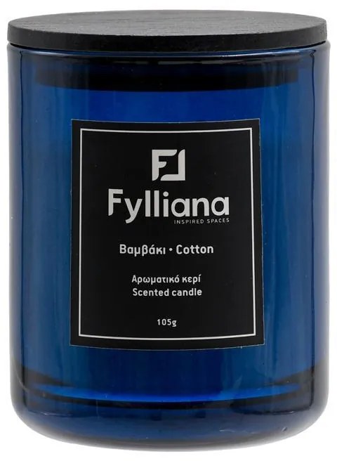 Αρωματικό Κερί FL6478 Fylliana "Βαμβάκι" σε Γυάλινο Βάζο Μπλέ Φ6,3x7,8 εκ. 6.3x6.3x7.8 εκ.