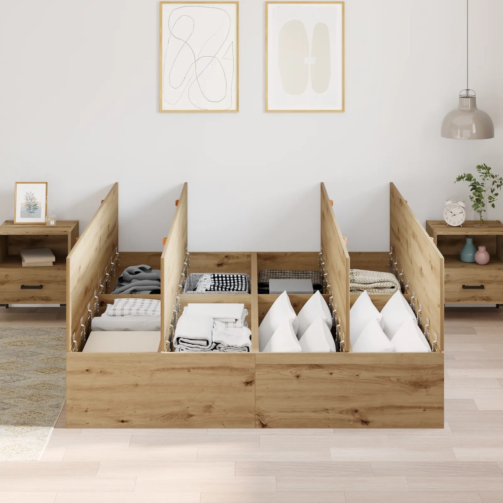 vidaXL Κρεβάτι αποθήκευσης Artisan Oak 150x200 εκ