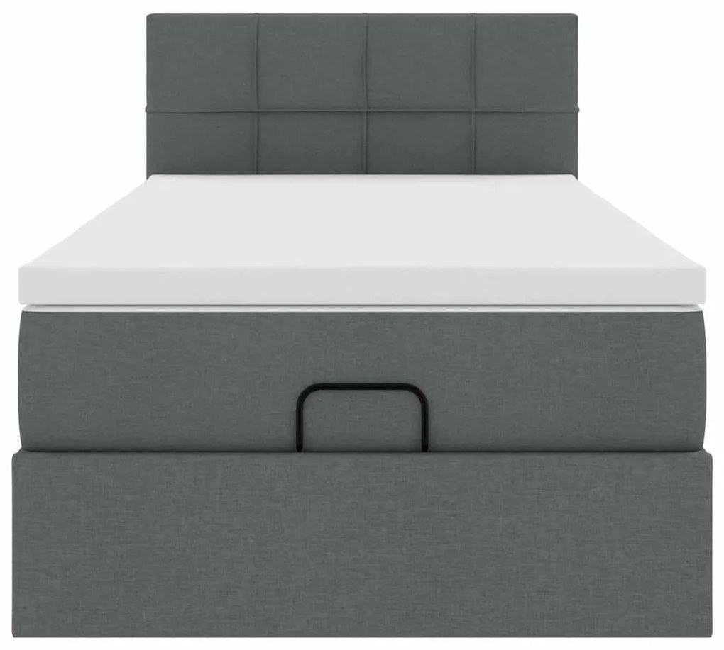 vidaXL Οθωμανικό κρεβάτι με στρώμα σκούρο γκρι 90x200cm ύφασμα