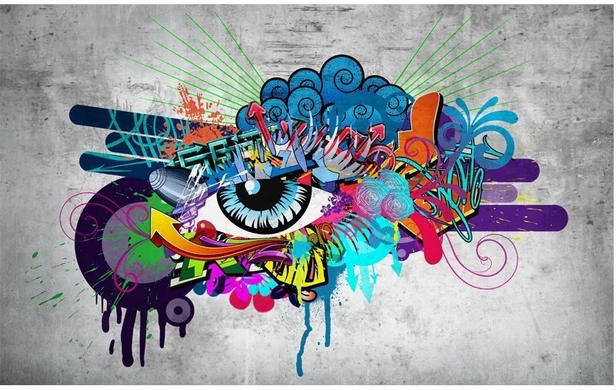 Αυτοκόλλητη φωτοταπετσαρία - Graffiti eye - 196x140