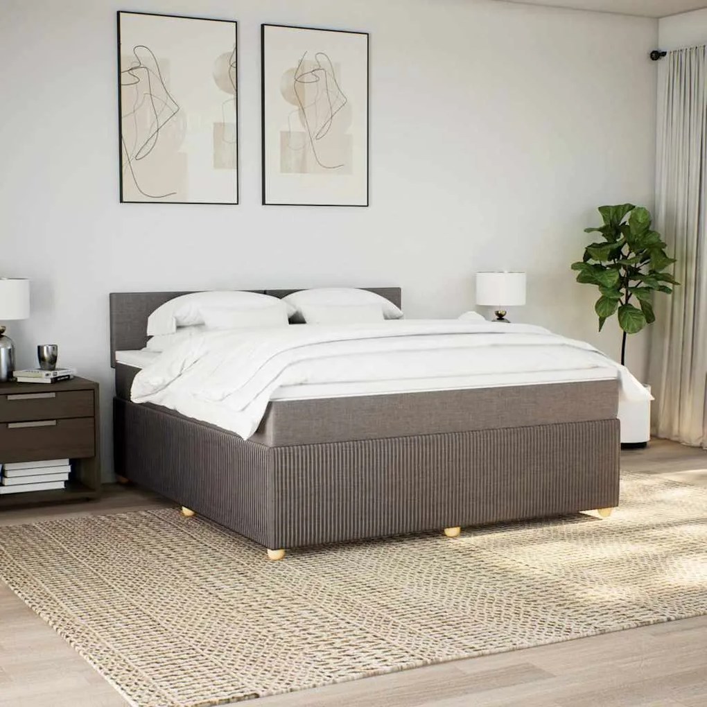 vidaXL Κρεβάτι Boxspring με Στρώμα Taupe 180x200 εκ. Υφασμάτινο