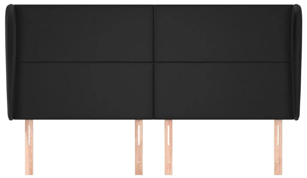 Κεφαλάρι με Πτερύγια Μαύρο 183x23x118/128 εκ.Συνθ. Δέρμα - Μαύρο