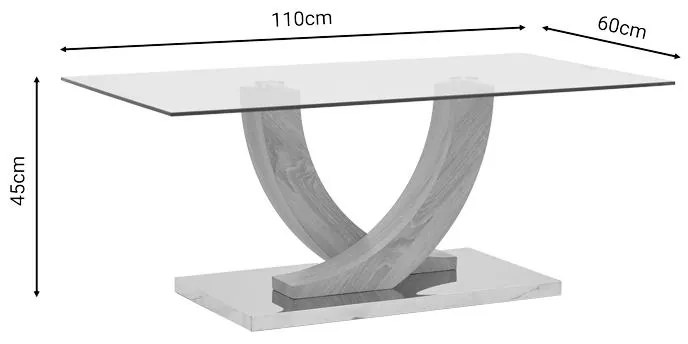 Τραπέζι σαλονιού Kasmora φυσικό ξύλο-γυαλί 110x60x45εκ 110x60x45 εκ.