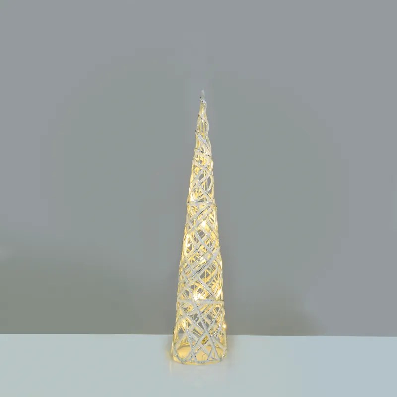 "WHITE &amp; SILVER CONE TREE" 20 MINI WW LED ΛΑΜΠ. ΜΠΑΤ. 3ΧΑΑ,IP20 Φ13X40CM ACA X11201118