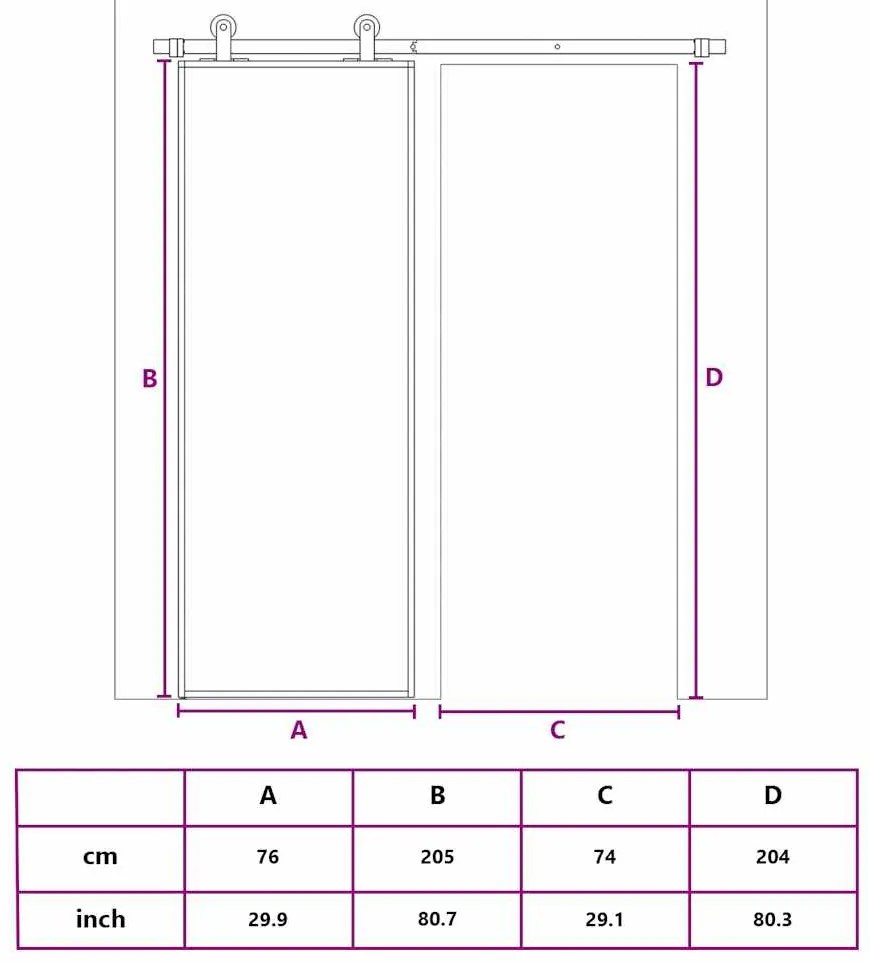 vidaXL Συρόμενη Πόρτα Λευκή Αμμοβολή 76 x 205 εκ. Γυαλί ESG/Αλουμίνιο