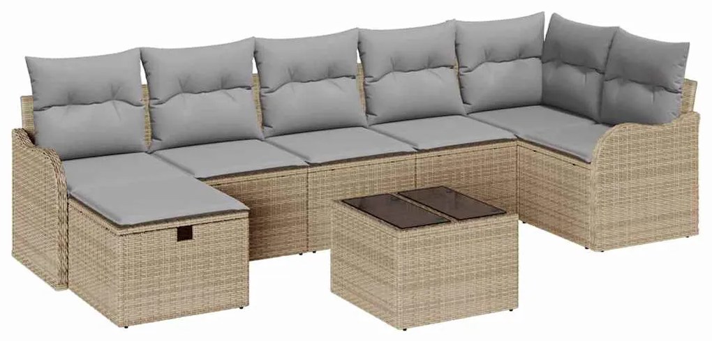 vidaXL Σετ Καναπέ με μαξιλάρι Μπέζ και Ανοιχτό Γκρι συνθετικό ρατάν