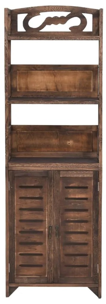 vidaXL Ντουλάπι Βιτρίνα Σκούρο Καφέ 46x24x140 εκ. Μασίφ Ξύλο Παυλώνιας