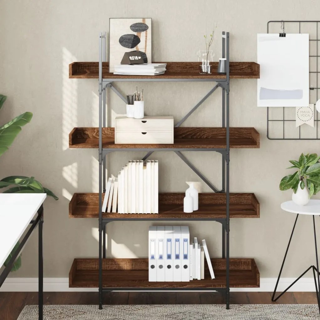 vidaXL Bookcase 4 επίπεδα Medium Brown Oak