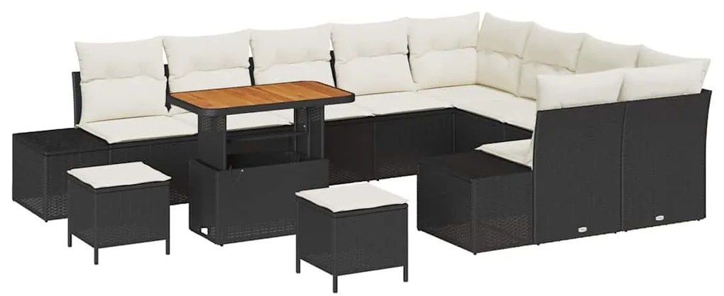 vidaXL Σετ Καναπέ Κήπου με αποθήκευση 12 pcs Μαύρο Πολυ ράταν